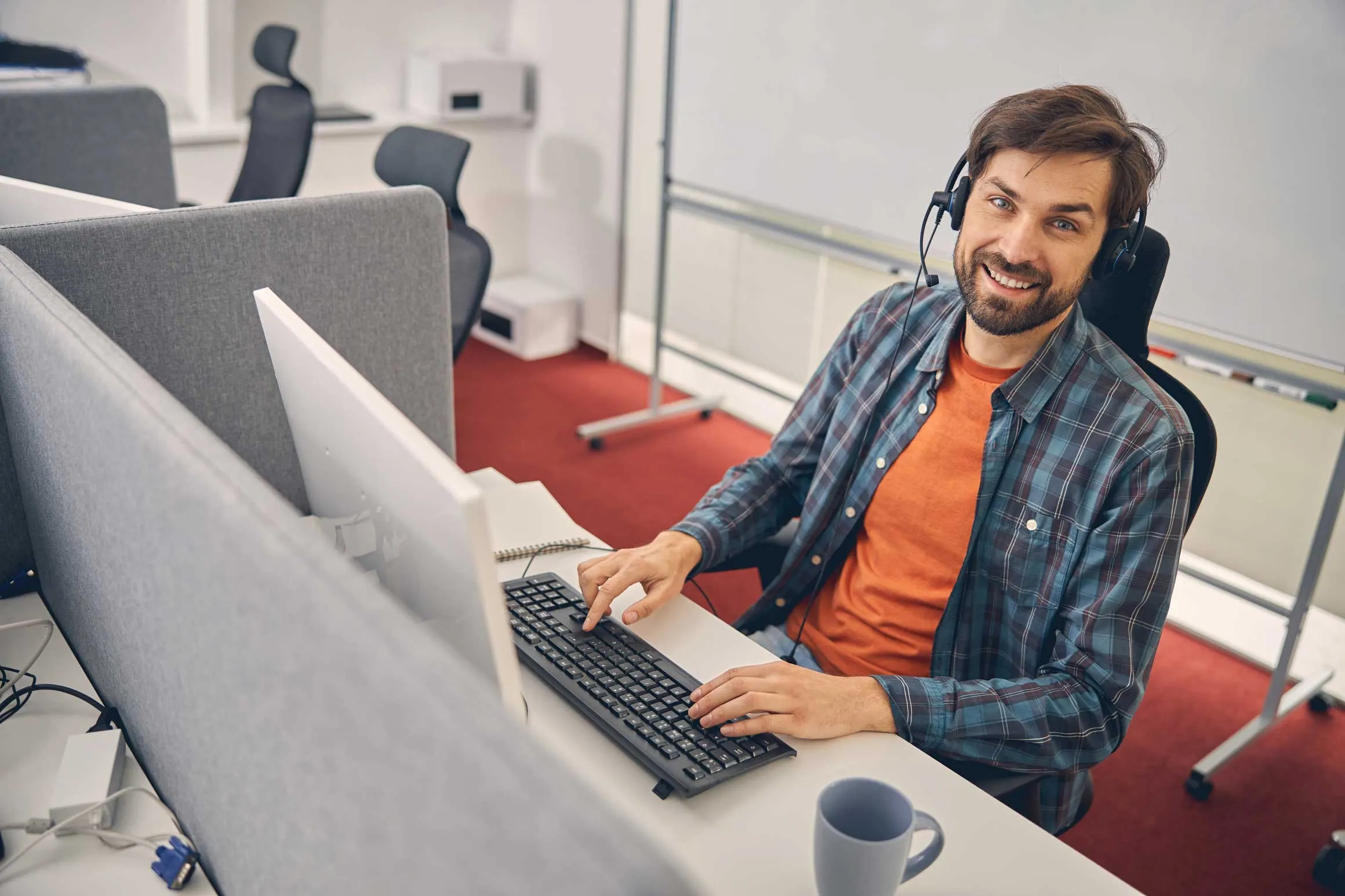 Operations employee using desktop software
